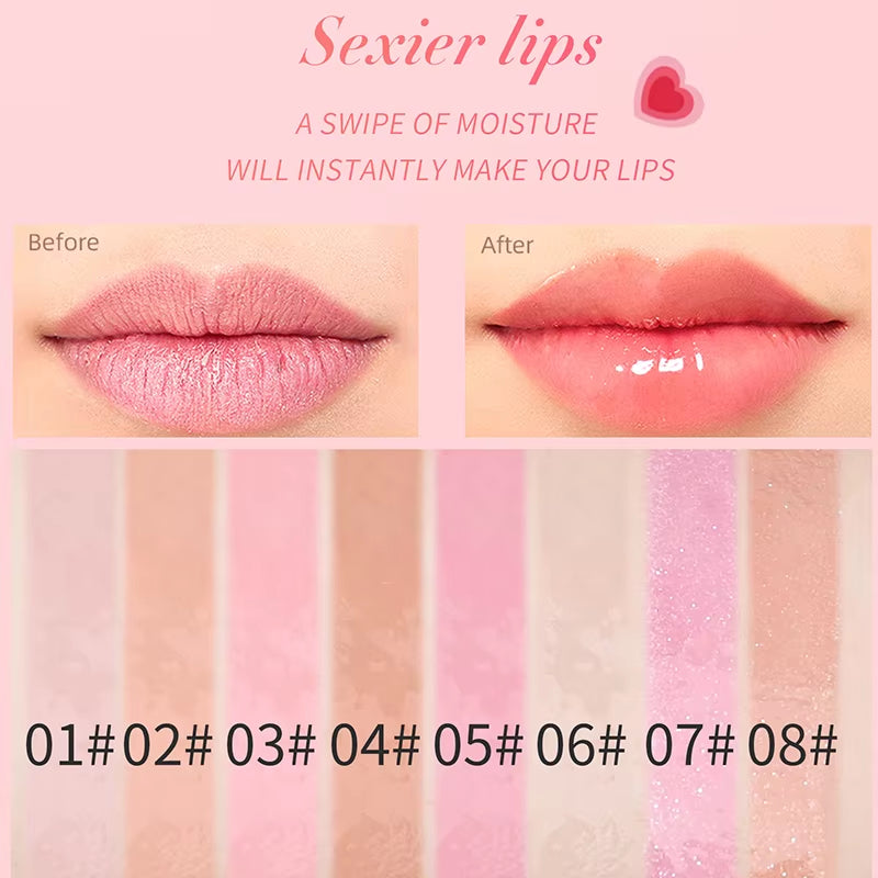 Crystal Jelly Moisturizing Lip Gloss Lipstick Sexy 24 Hours Water Resistant Lip Oil Lip Plumper Sheglam Mirror Korean Makeup