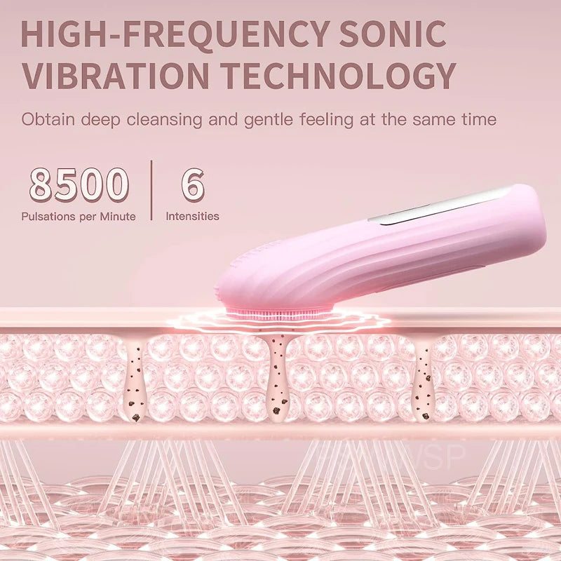 Sonic Facial Cleansing Brush Waterproof Electric Facial Cleaner Deep Cleaning Exfoliating Vibrating Face Cleansing Brush