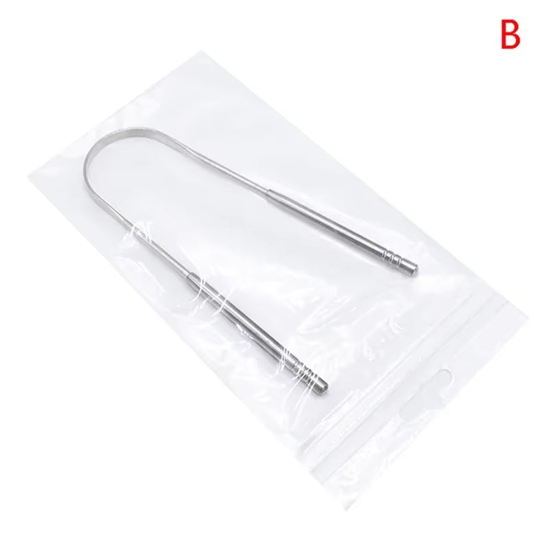 High Quality Stainless Steel Tongue Scraper Cleaner Fresh Breath Cleaning Coated Tongue Toothbrush Oral Hygiene Care Tools